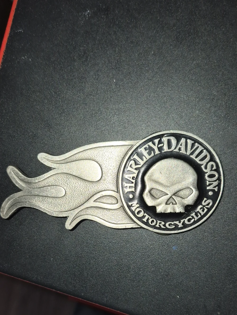 Harley-Davidson Silver Skull Flame Belt Buckle